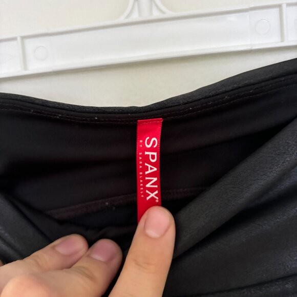 Spanx Black Faux Leather Moto Leggings - Picture 6 of 12